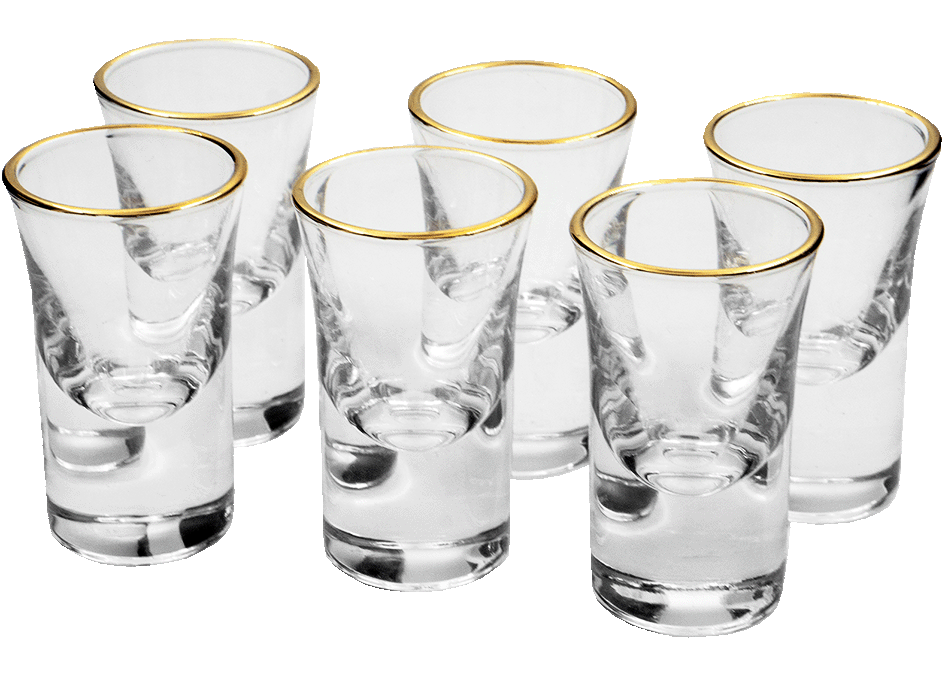 Baijiu Shot Glass Set - six gold-rimmed 10ml glasses